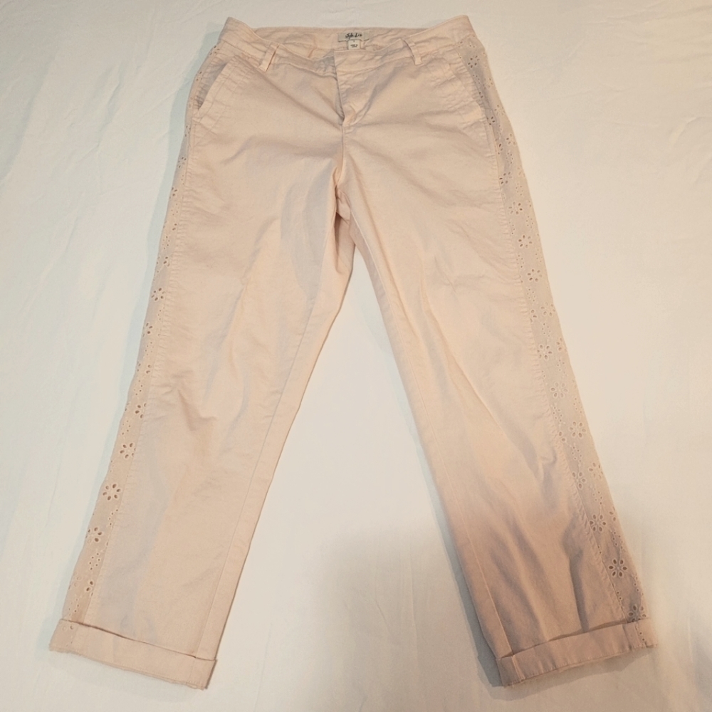 Style & Co  Women's  Size 4  Capri  Cropped  Pants Pink  Mid-rise Cuffed NWOT